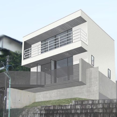 急傾斜敷地に建つスキップフロア混構造住宅の計画